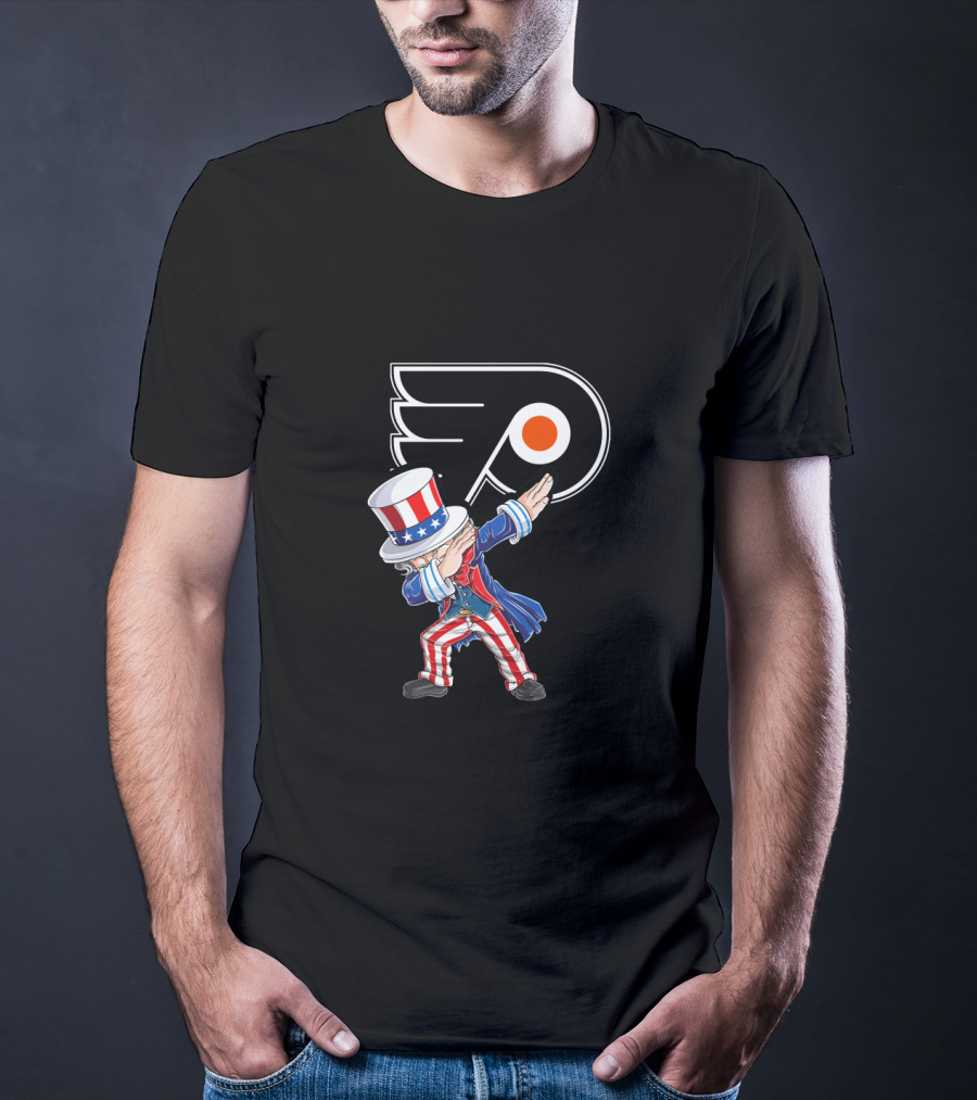 Uncle Sam Dabbing Philadelphia Flyers 4Th Of July Celebration T-Shirt