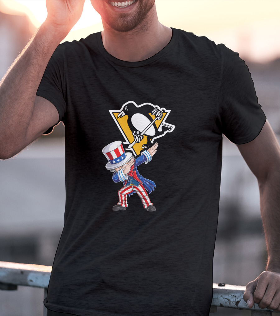 Uncle Sam Dabbing Pittsburgh Penguins 4Th Of July Celebration T-Shirt