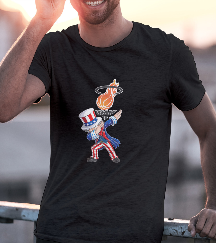Uncle Sam Dabbing Miami Heat 4Th Of July Fans T-Shirt