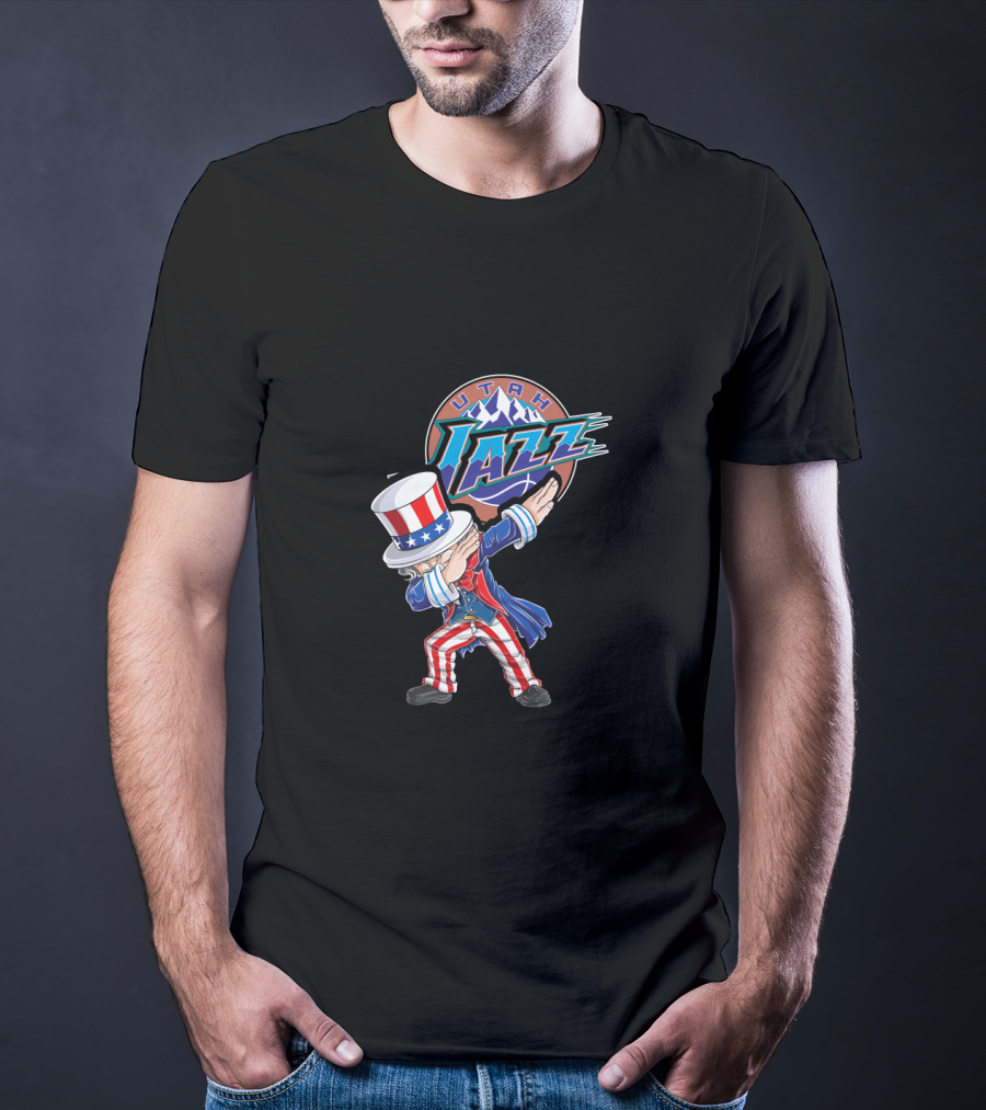 Uncle Sam Dabbing Utah Jazz 4Th Of July Celebration T-Shirt