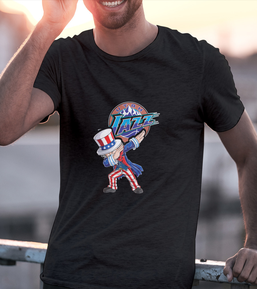 Uncle Sam Dabbing Utah Jazz 4Th Of July Celebration T-Shirt