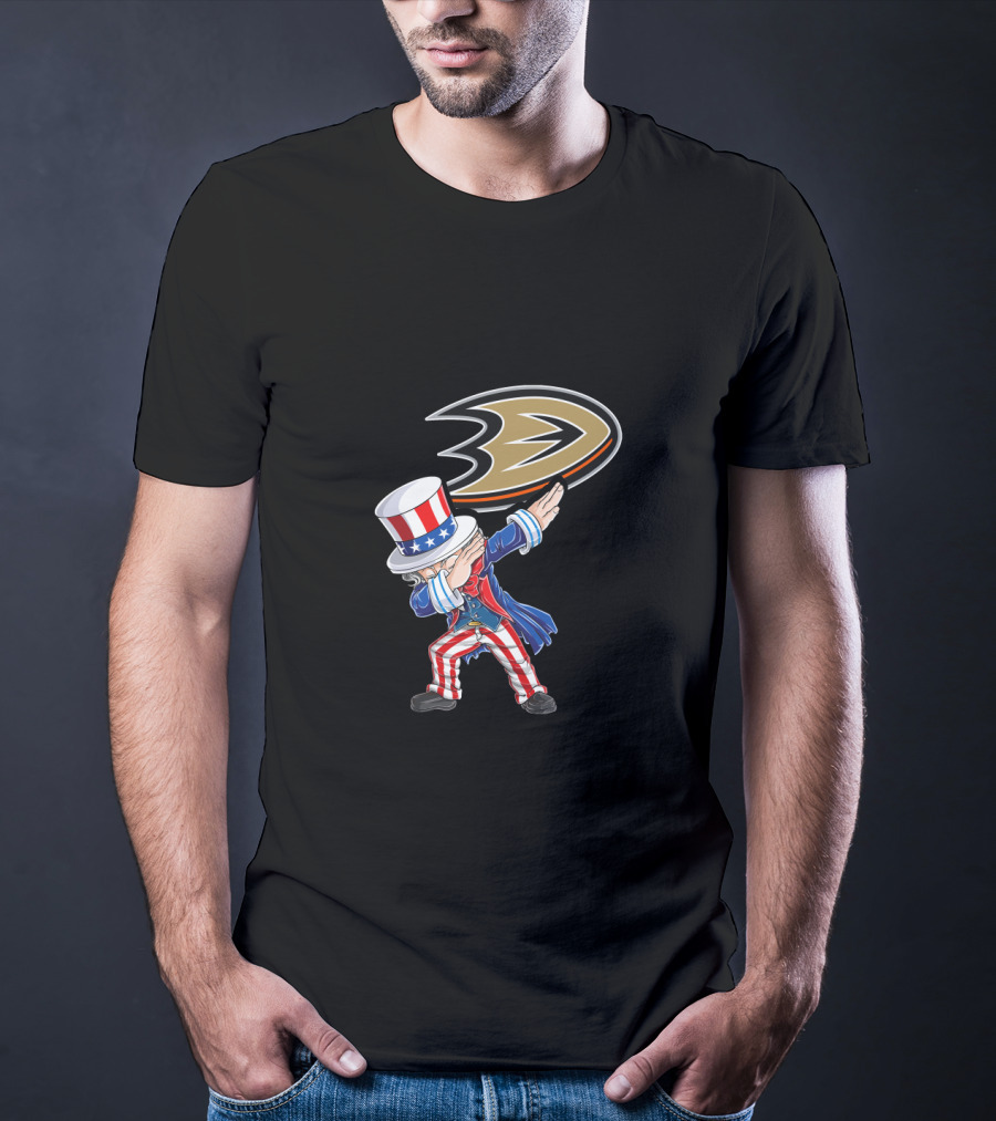 Uncle Sam Dabbing Celebrating Anaheim Ducks 4Th Of July Fans T-Shirt