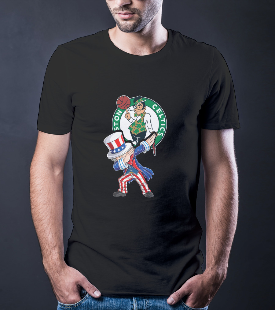 Uncle Sam Dabbing Boston Celtics 4Th Of July Fans T-Shirt