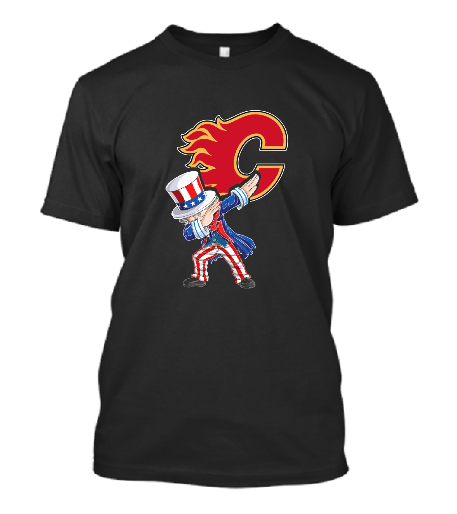 Uncle Sam Dabbing With Calgary Flames Logo For July 4Th Celebration Fans T-Shirt