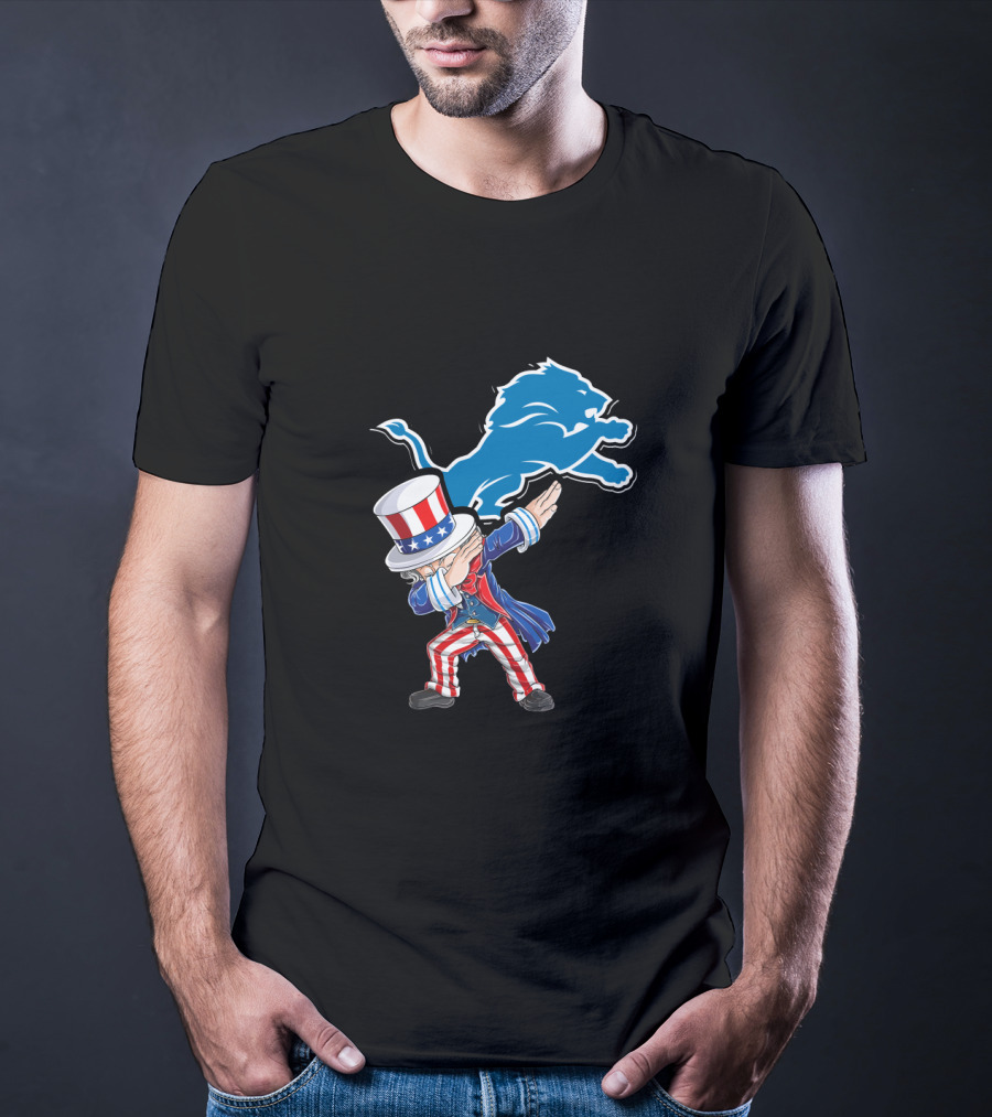 Uncle Sam Dabbing Detroit Lions 4Th Of July Fans T-Shirt