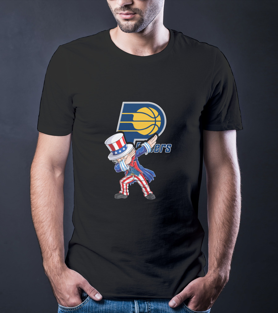 Uncle Sam Dabbing Indiana Pacers Logo 4Th Of July Fans T-Shirt