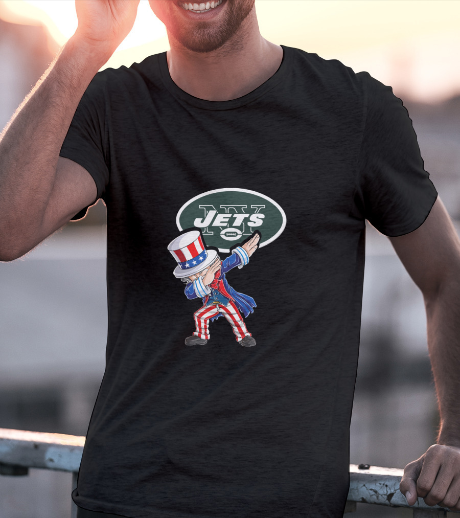 Uncle Sam Dabbing New York Jets 4Th Of July Fan T-Shirt