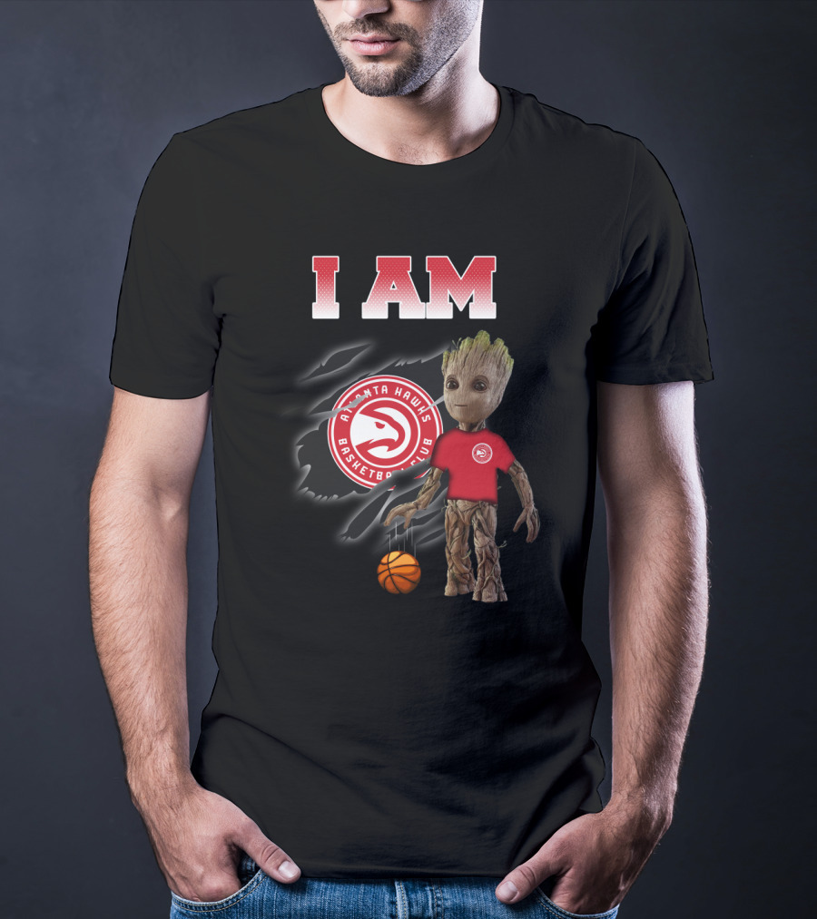 I Am Atlanta Hawks Basketball Groot Holding Basketball T-Shirt