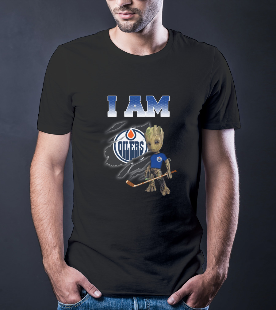 I Am Groot Edmonton Oilers Fan Hockey T-Shirt