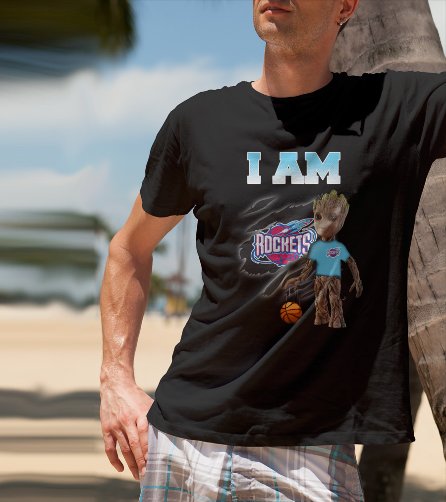 I Am Rockets Groot With Basketball Fan Gear T-Shirt