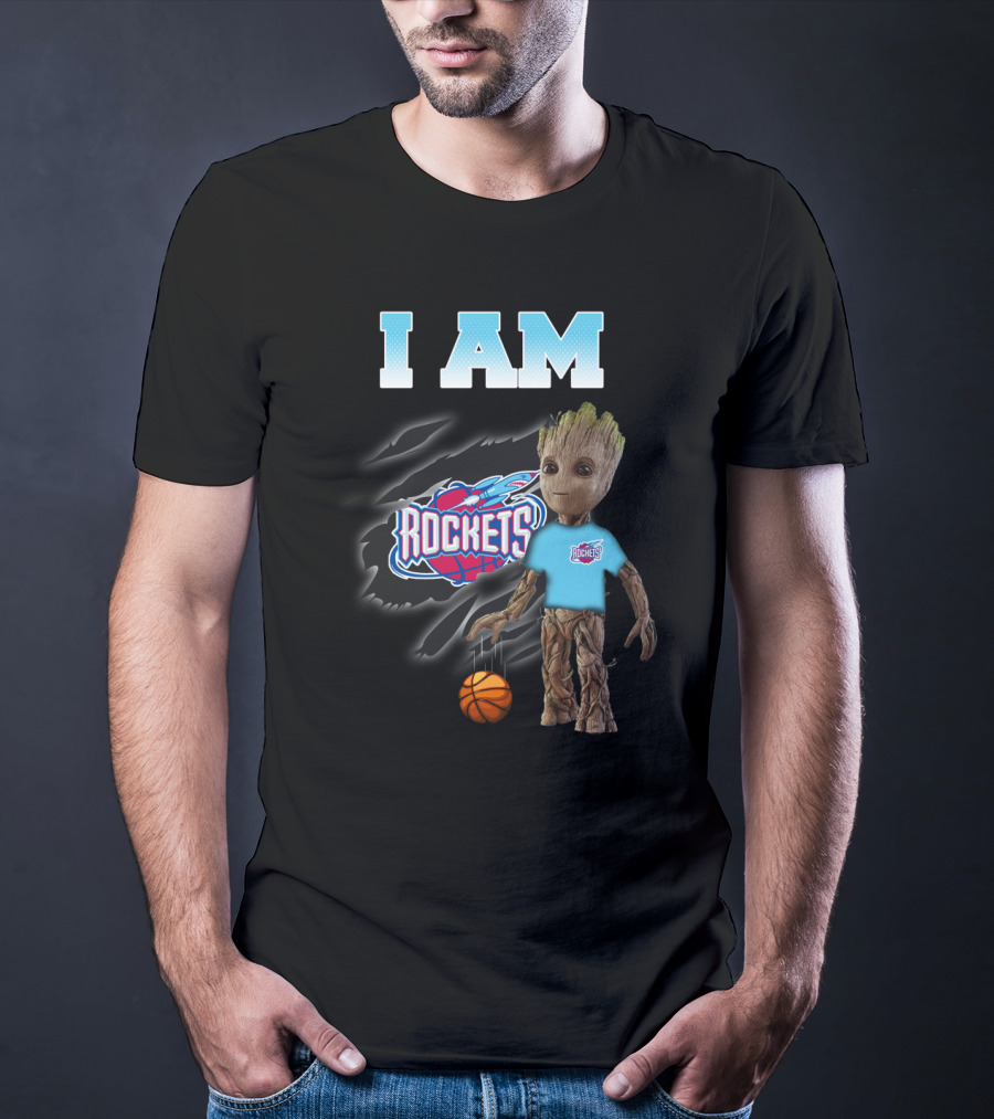 I Am Rockets Groot With Basketball Fan Gear T-Shirt