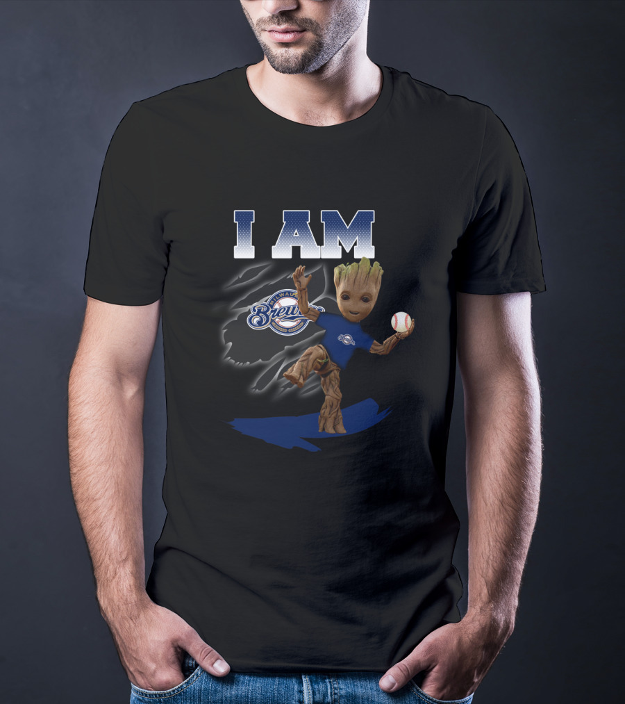 I Am Milwaukee Brewers Groot Baseball Fan T-Shirt