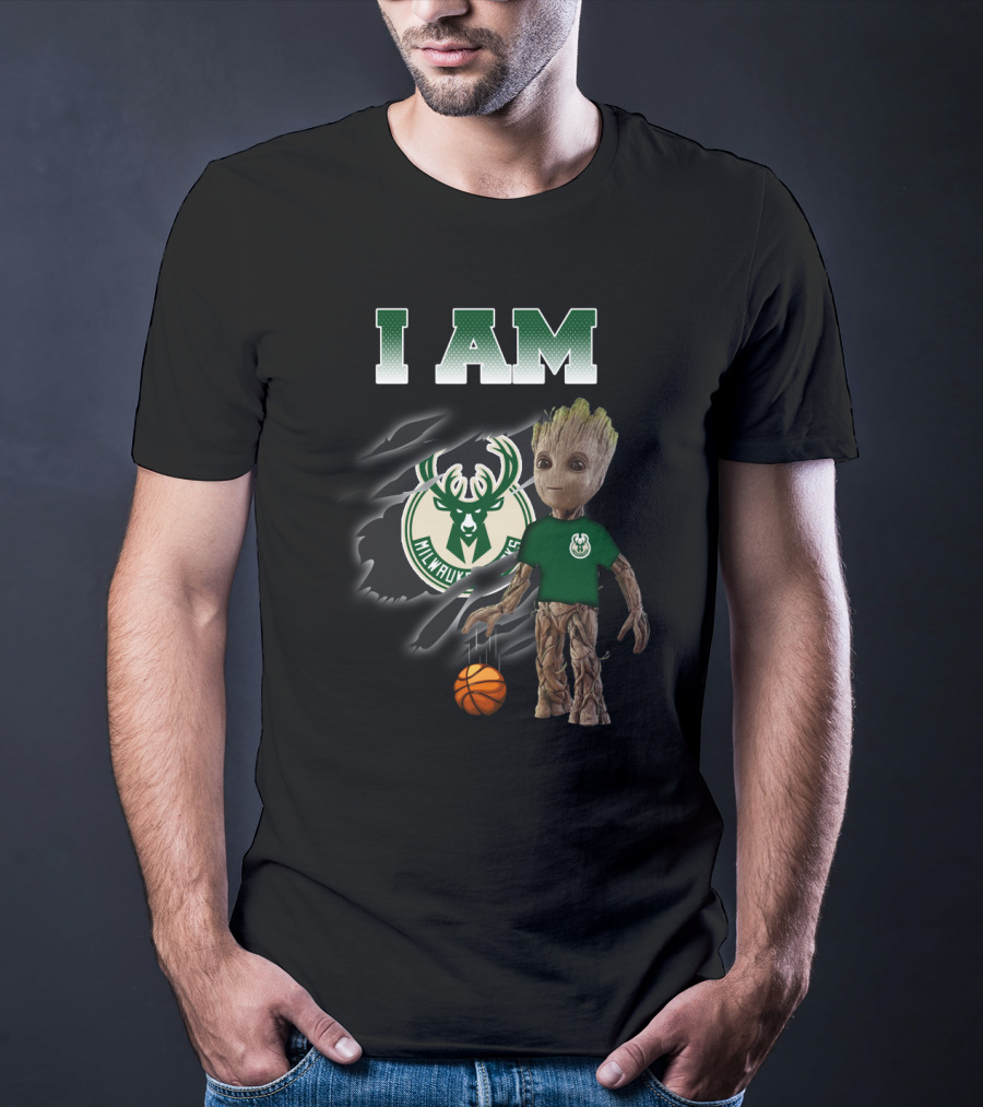 I Am Milwaukee-Bucks Groot Basketball Fan T-Shirt