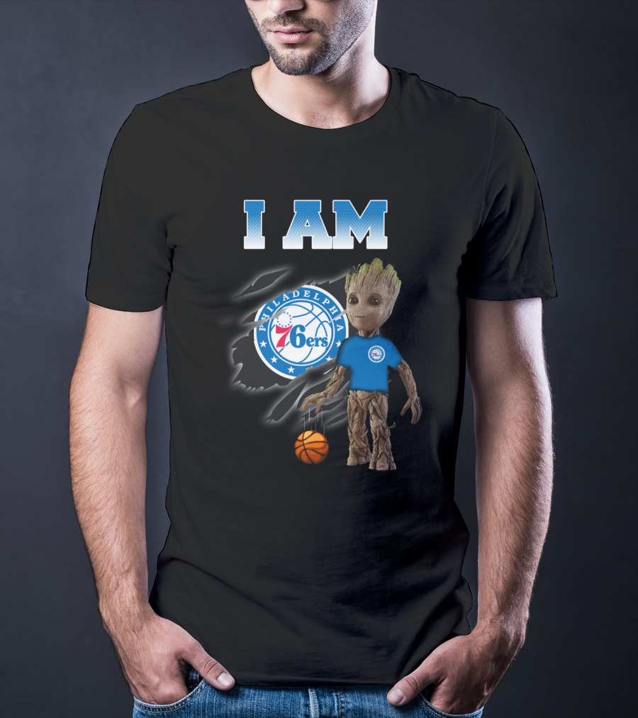 I Am Philadelphia 76ers Groot Basketball Fan T-Shirt