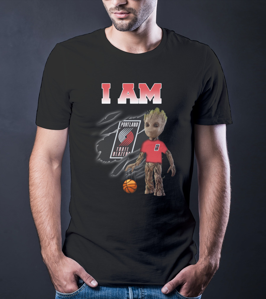 I Am Portland Trail Blazers Groot Basketball Fan T-Shirt