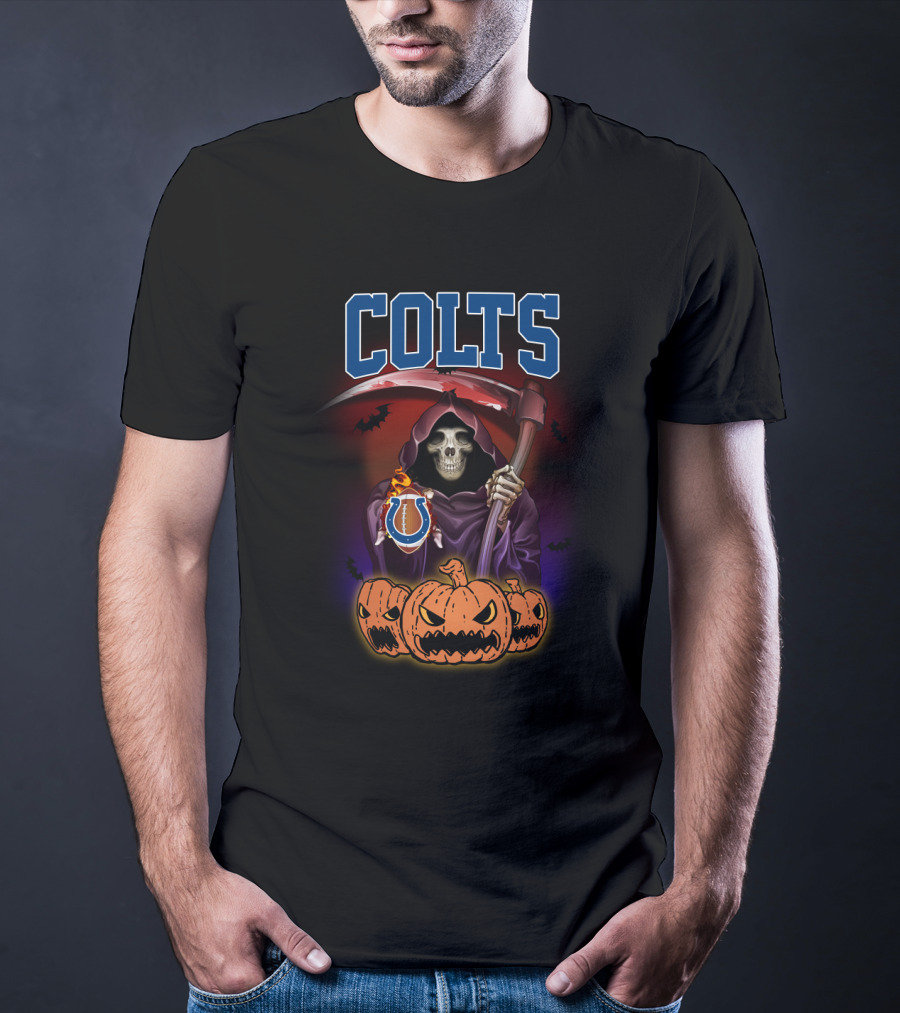 Indianapolis Colts Reaper Halloween Pumpkins Scythe T-Shirt