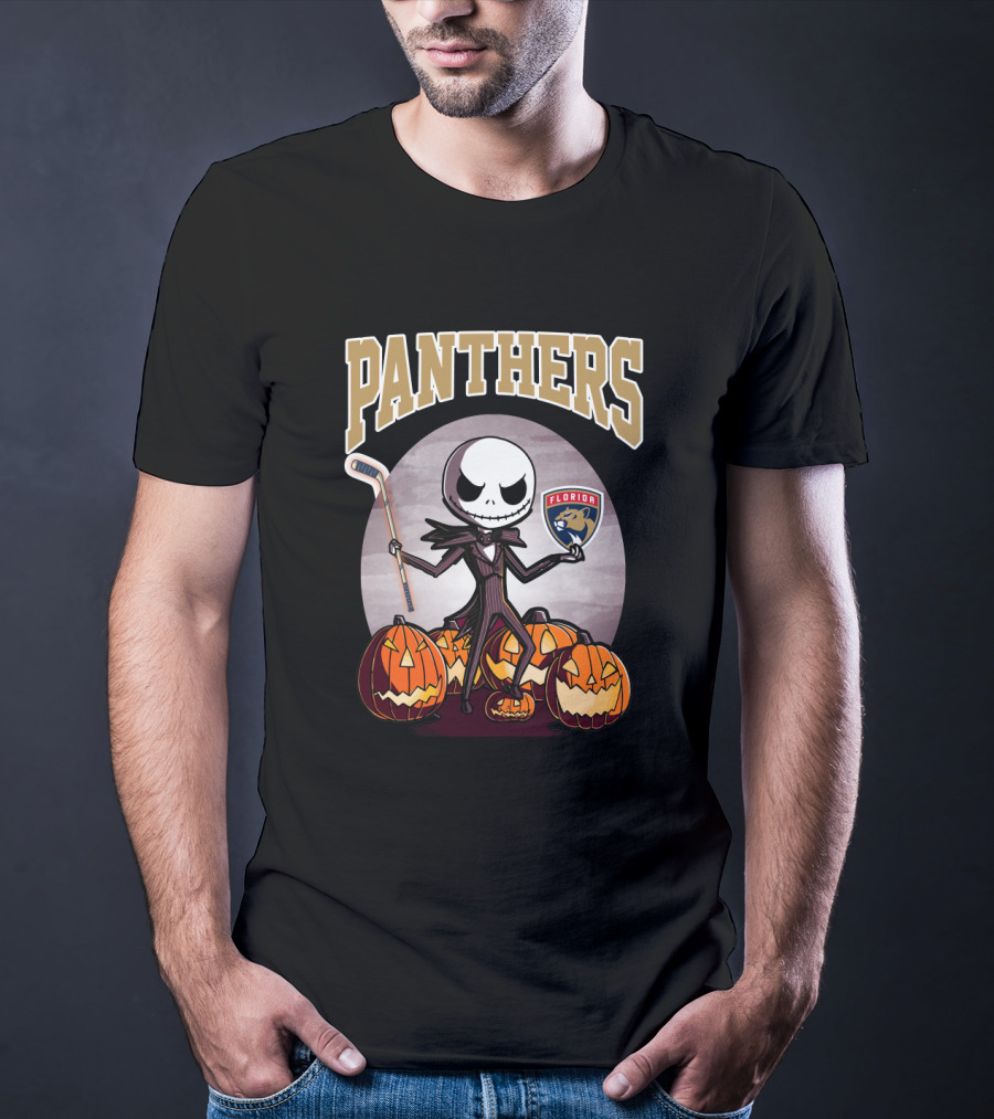 Panthers Jack Skellington Florida Hockey Halloween Pumpkins T-Shirt