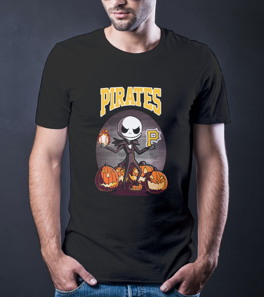 Pirates Jack Skellington Halloween Pittsburgh Baseball Pumpkins T-Shirt