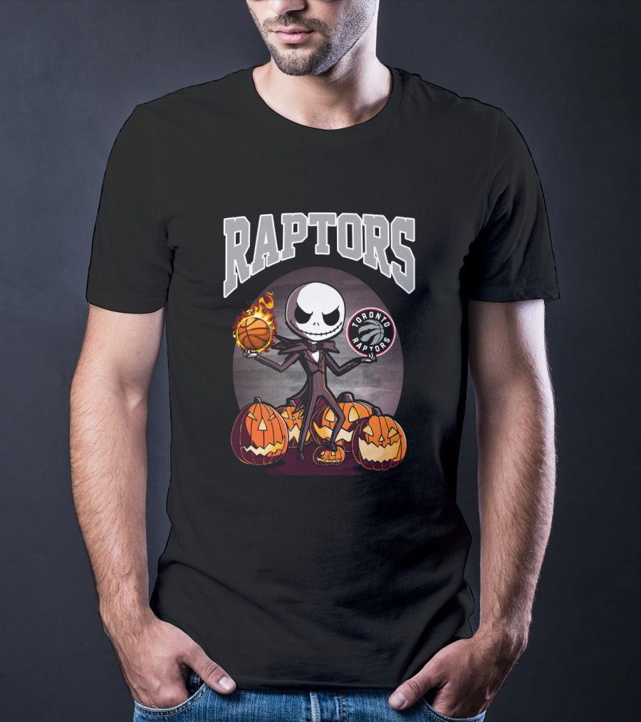 Raptors Halloween Jack Skellington Toronto Basketball Pumpkins T-Shirt