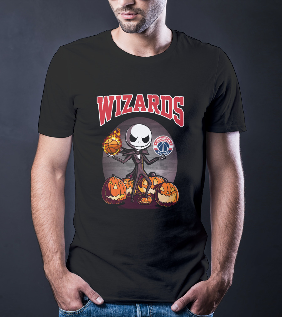 Jack Skellington Halloween Washington Wizards Basketball With Pumpkins T-Shirt