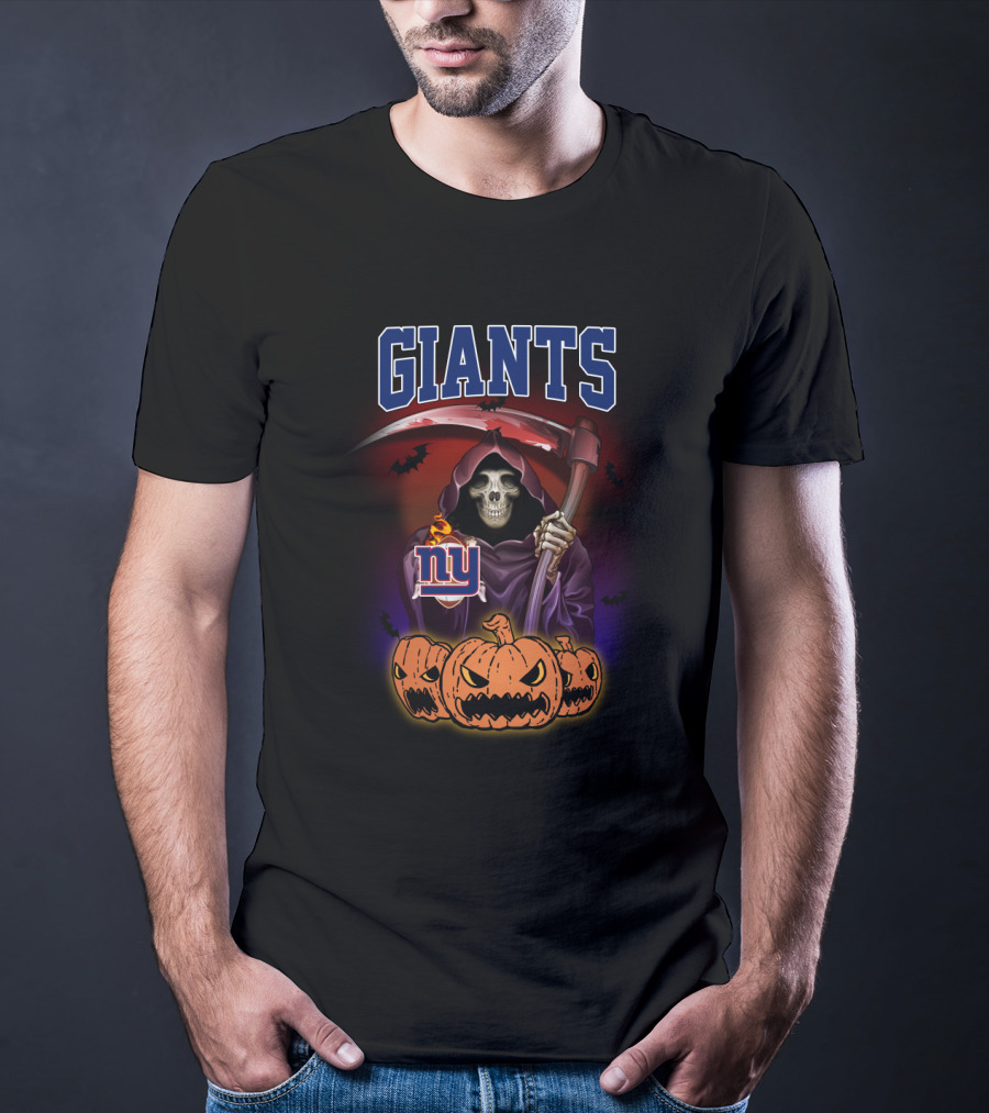 Giants Reaper Halloween New York Scythe And Jack-O'-Lanterns T-Shirt