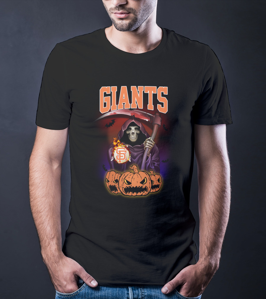 San Francisco Giants Grim Reaper Halloween Baseball Pumpkin T-Shirt