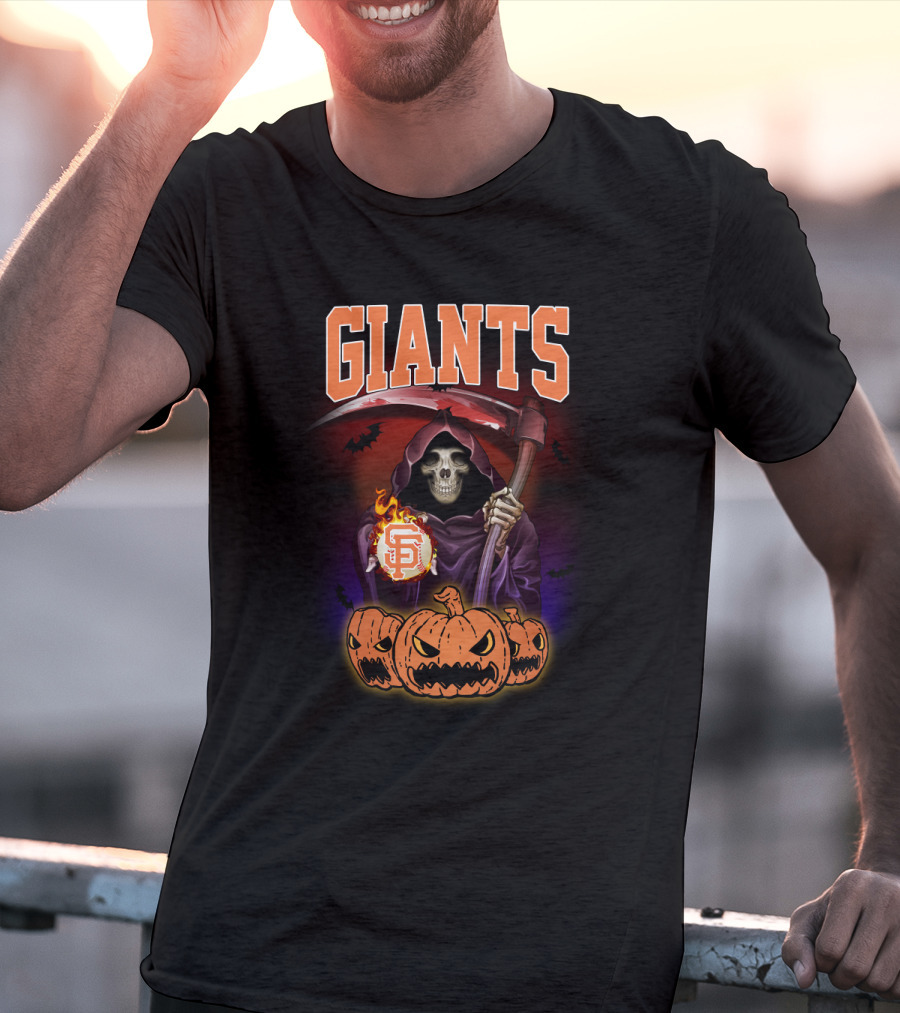 San Francisco Giants Grim Reaper Halloween Baseball Pumpkin T-Shirt