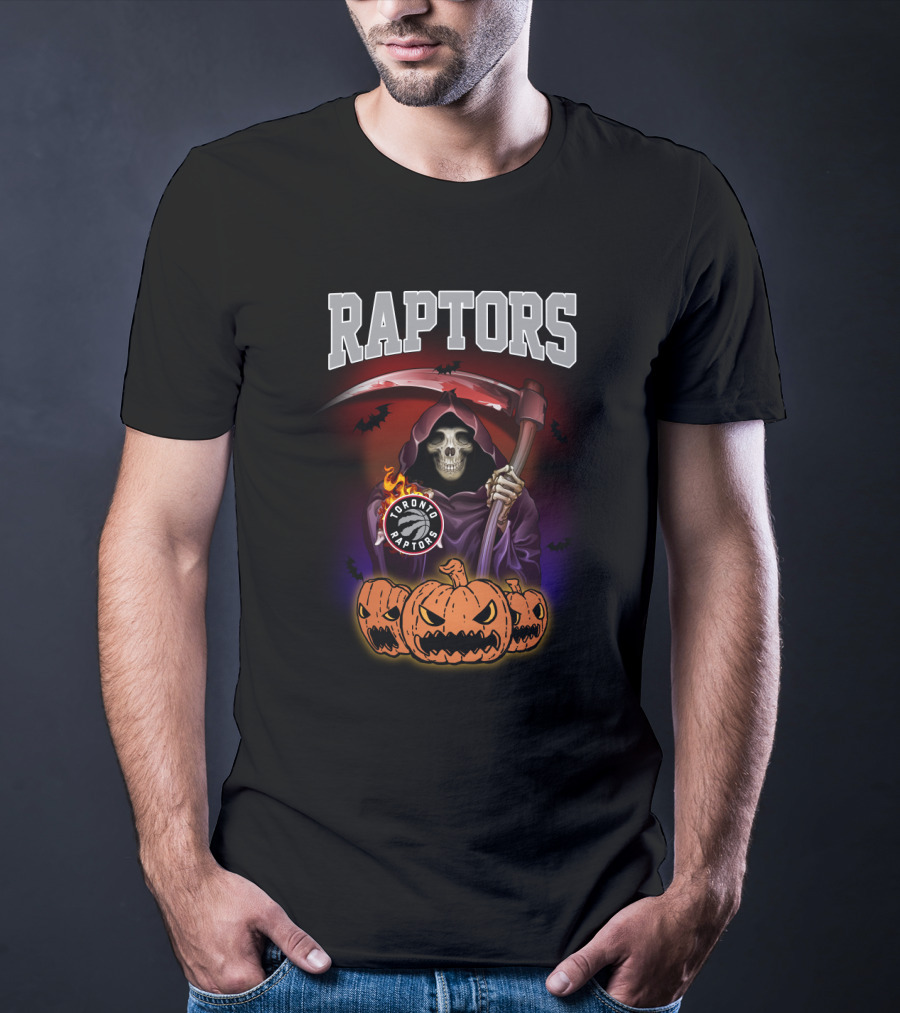 Raptors Reaper Halloween Toronto Raptors Pumpkin Grim T-Shirt