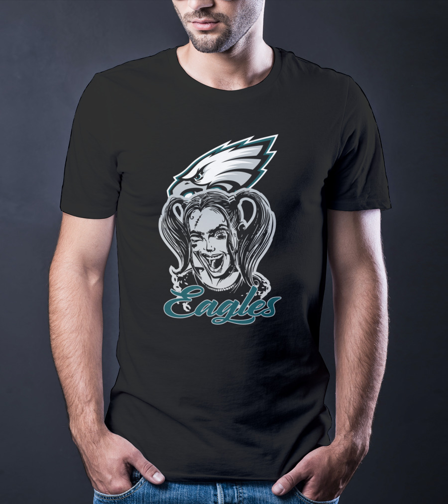 Harley Quinn Eagles Fan With Philadelphia Eagles T-Shirt