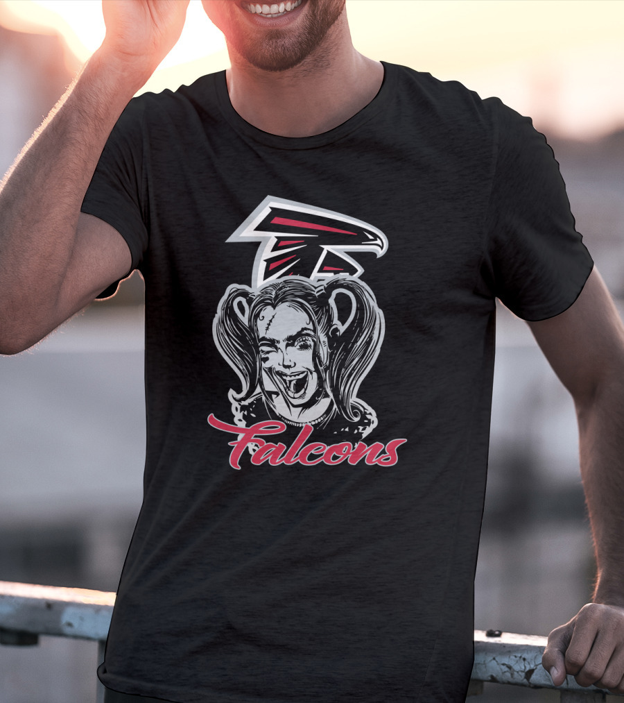 Harley Quinn And Atlanta Falcons Logo Fans Falcons T-Shirt