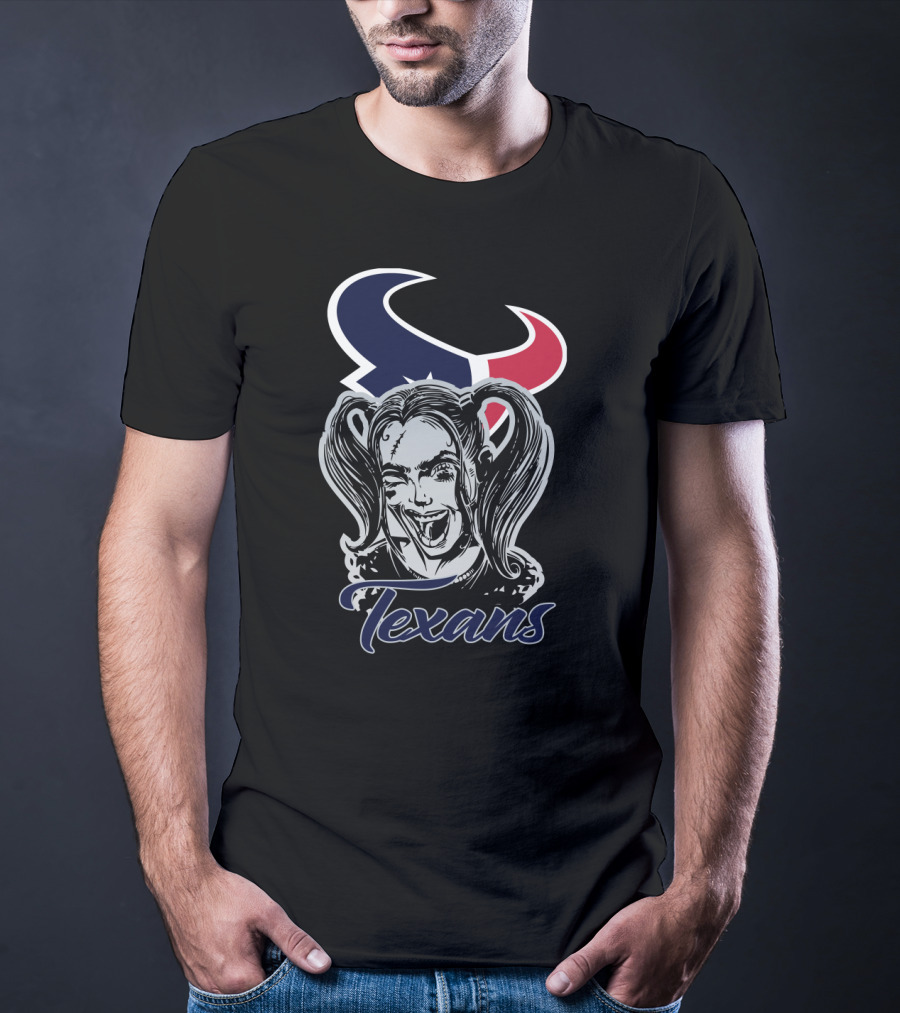 Harley Quinn Texans Fans Logo Face T-Shirt
