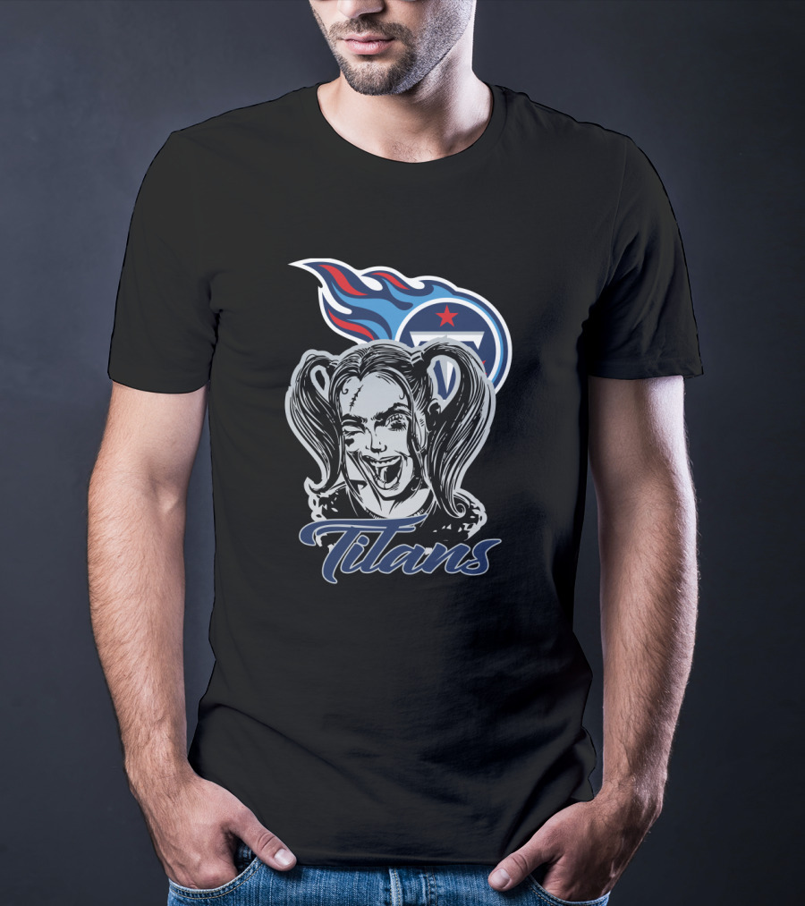 Harley Quinn Titans Fan Art With Tennessee Titans T-Shirt