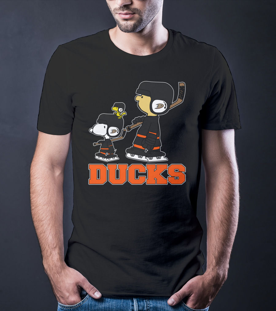 Snoopy Woodstock And Anaheim Ducks Hockey Team Fans T-Shirt