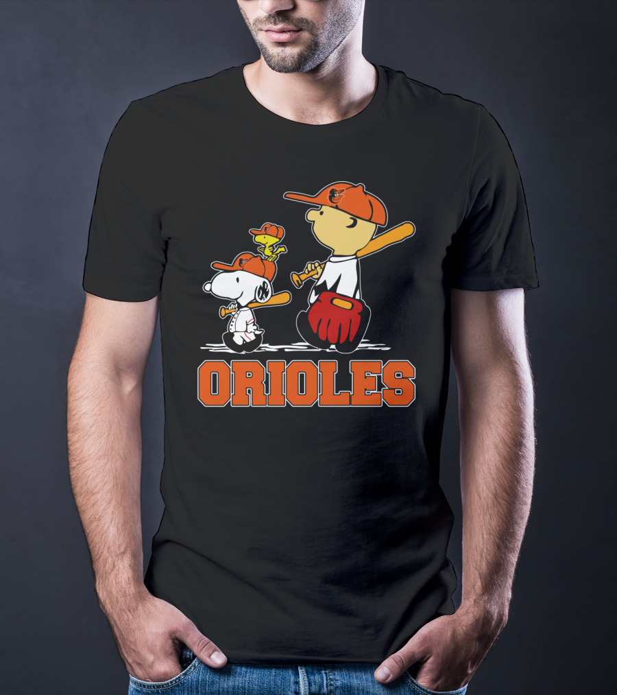 Orioles Baseball With Snoopy Woodstock And Peanuts Characters T-Shirt