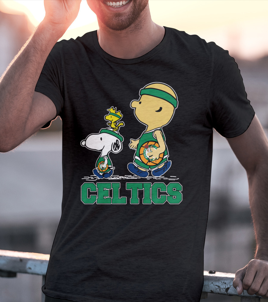Celtics Snoopy And Friends With Basketball T-Shirt