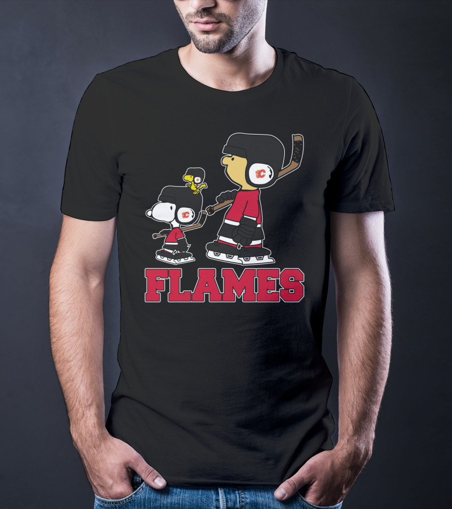 Snoopy Woodstock Calgary Flames Ice Hockey Fans T-Shirt