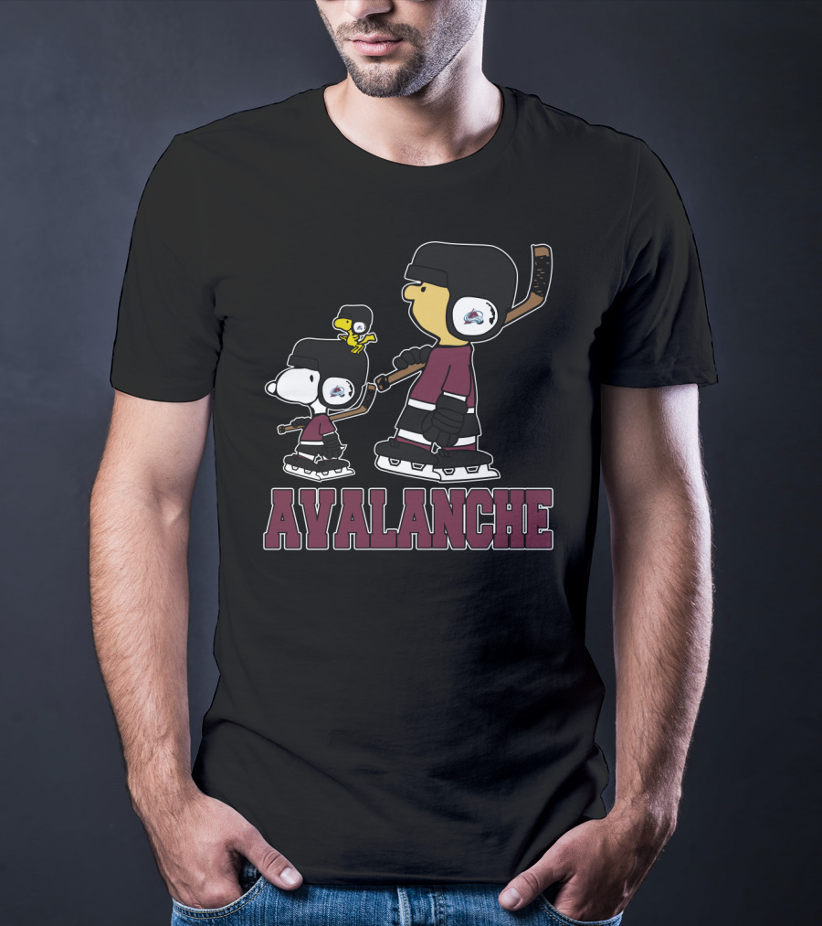 Avalanche Snoopy And Woodstock Skating With Colorado Avalanche Fans T-Shirt