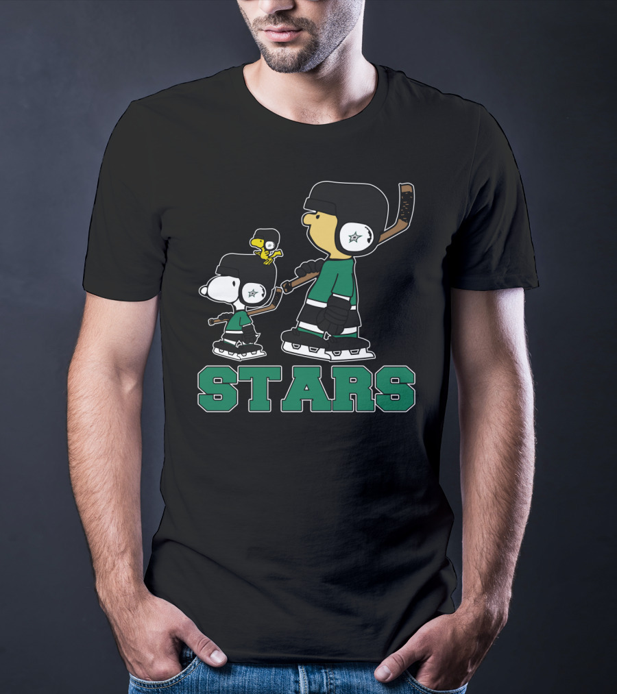 Snoopy And Woodstock Dallas Stars Hockey Team Fans With Stars T-Shirt