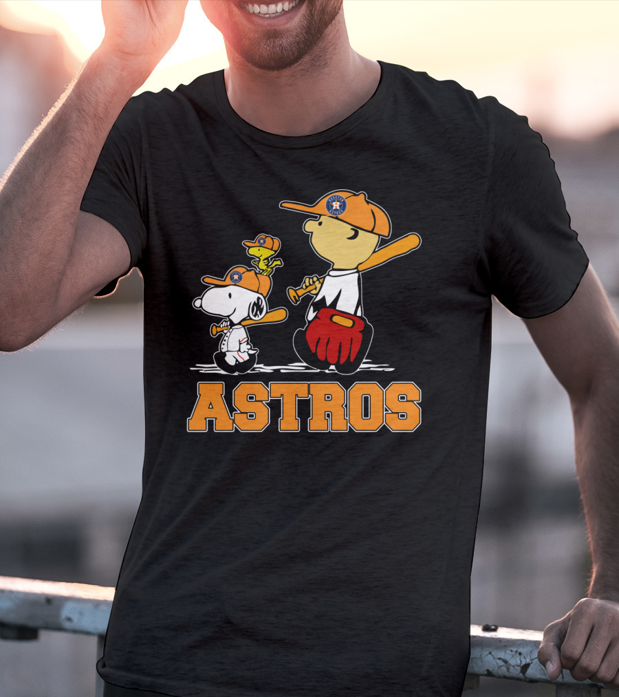 Snoopy Woodstock And Houston Astros Baseball Fans T-Shirt