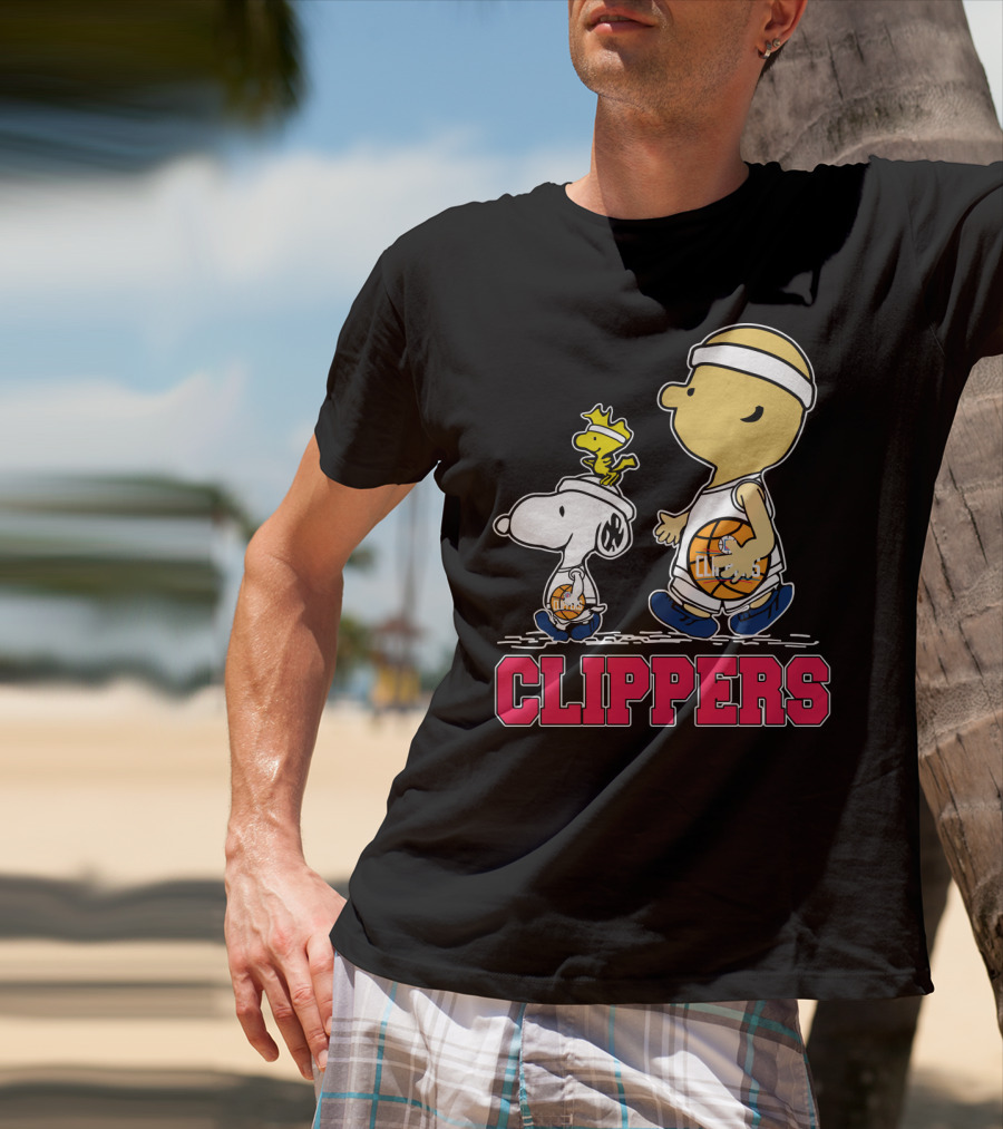Snoopy And Woodstock Basketball With La Clippers Fans T-Shirt