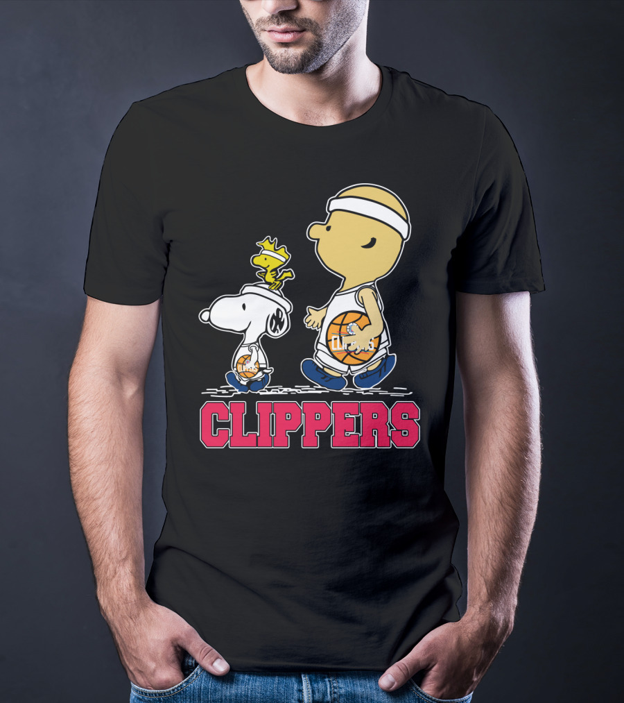 Snoopy And Woodstock Basketball With La Clippers Fans T-Shirt