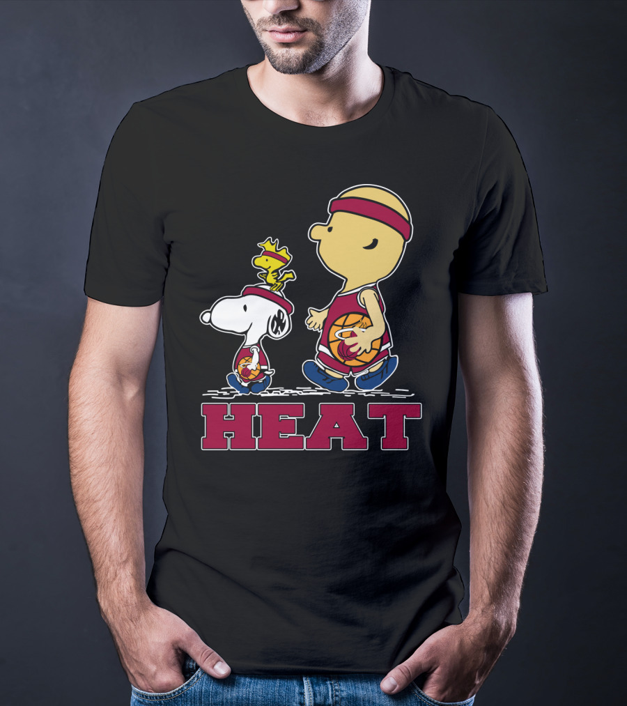 Snoopy Woodstock Heat Team Fans Miami Basketball T-Shirt