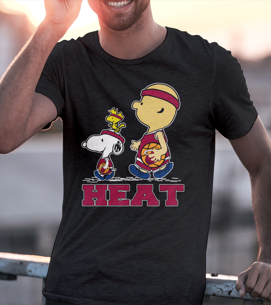 Snoopy Woodstock Heat Team Fans Miami Basketball T-Shirt