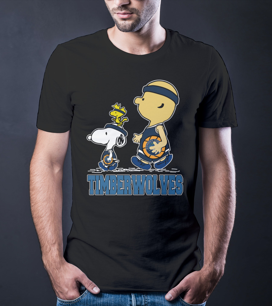 Snoopy Woodstock And Charlie Brown As Minnesota Timberwolves Fans T-Shirt
