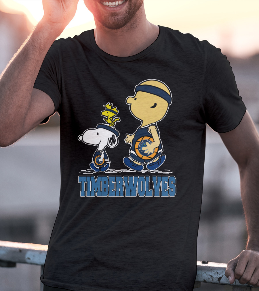 Snoopy Woodstock And Charlie Brown As Minnesota Timberwolves Fans T-Shirt