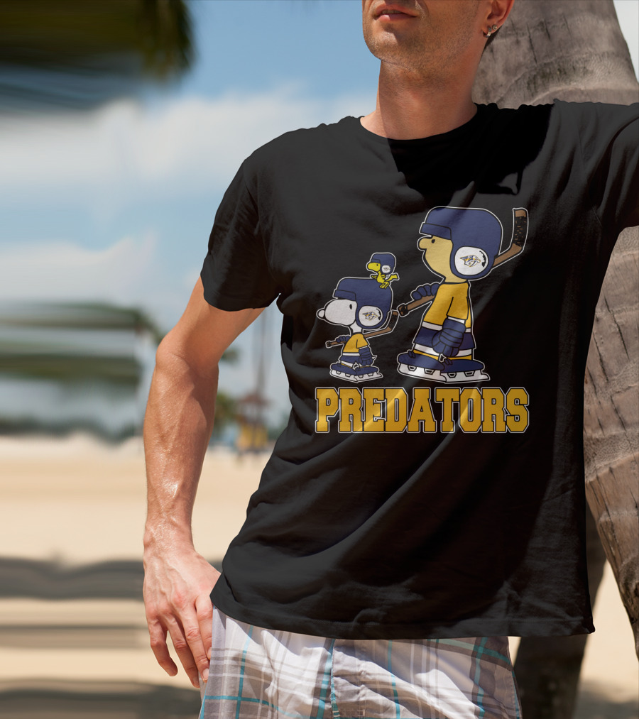 Snoopy And Woodstock Nashville Predators Ice Hockey Fans T-Shirt