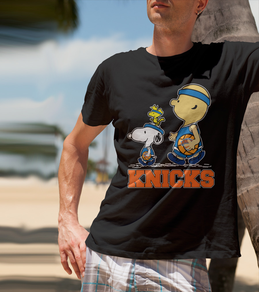 Snoopy Woodstock New York Knicks Basketball Fans Peanuts Characters T-Shirt