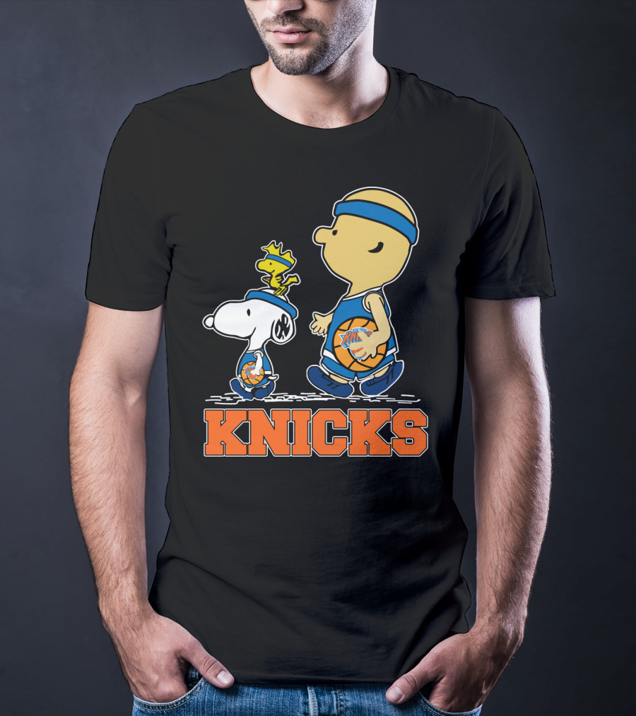 Snoopy Woodstock New York Knicks Basketball Fans Peanuts Characters T-Shirt