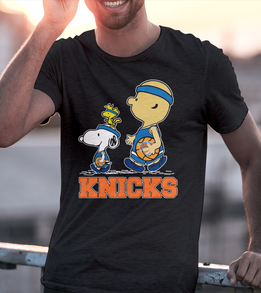 Snoopy Woodstock New York Knicks Basketball Fans Peanuts Characters T-Shirt