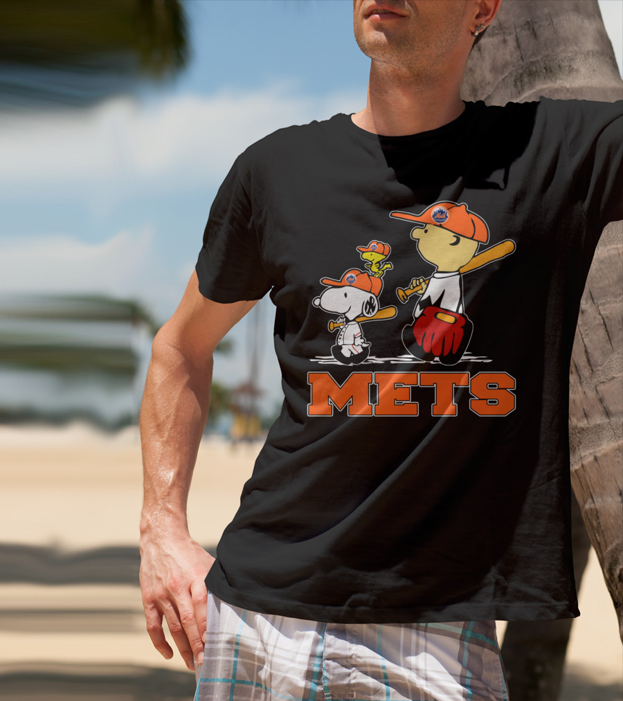 Snoopy Woodstock And New York Mets Baseball Fans T-Shirt